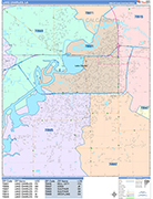 Lake Charles  Wall Map Color Cast Style